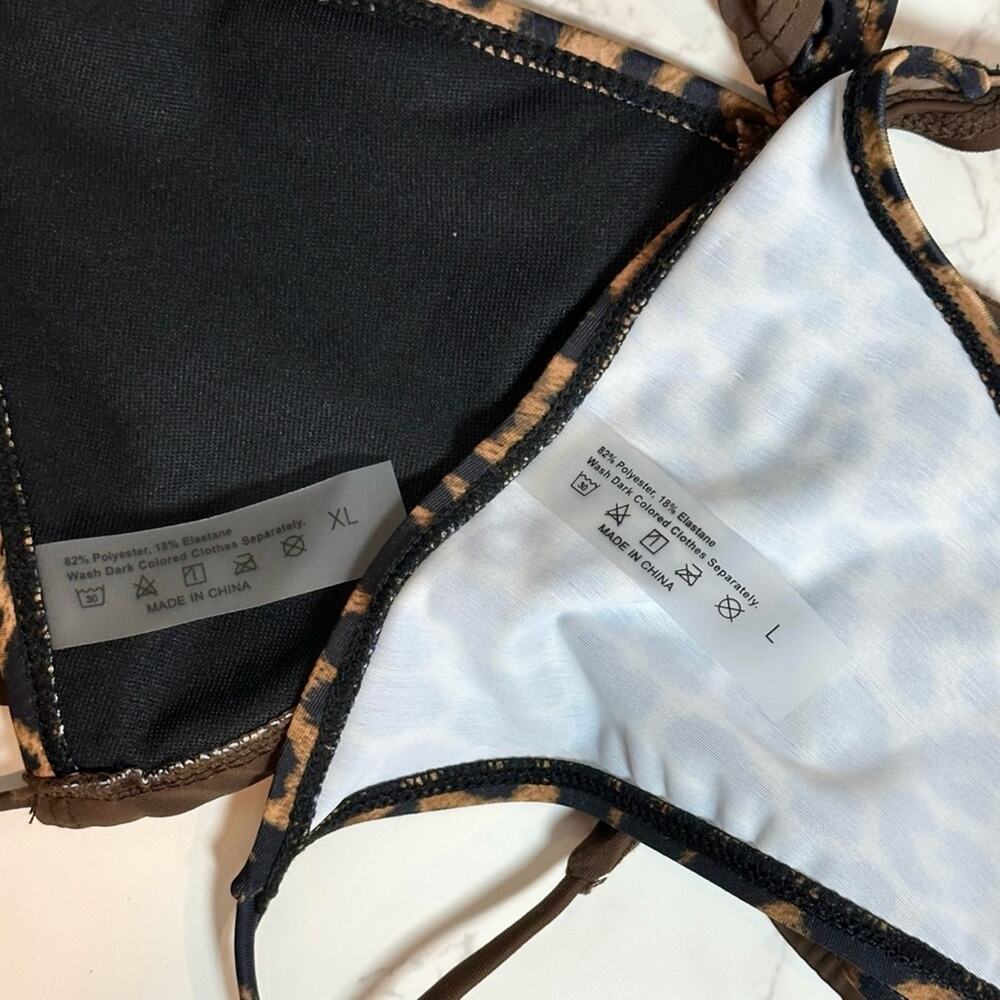 Boutique Double Layered Animal Print Bikini Top XL & Bottom L $99 - Picture 15 of 15